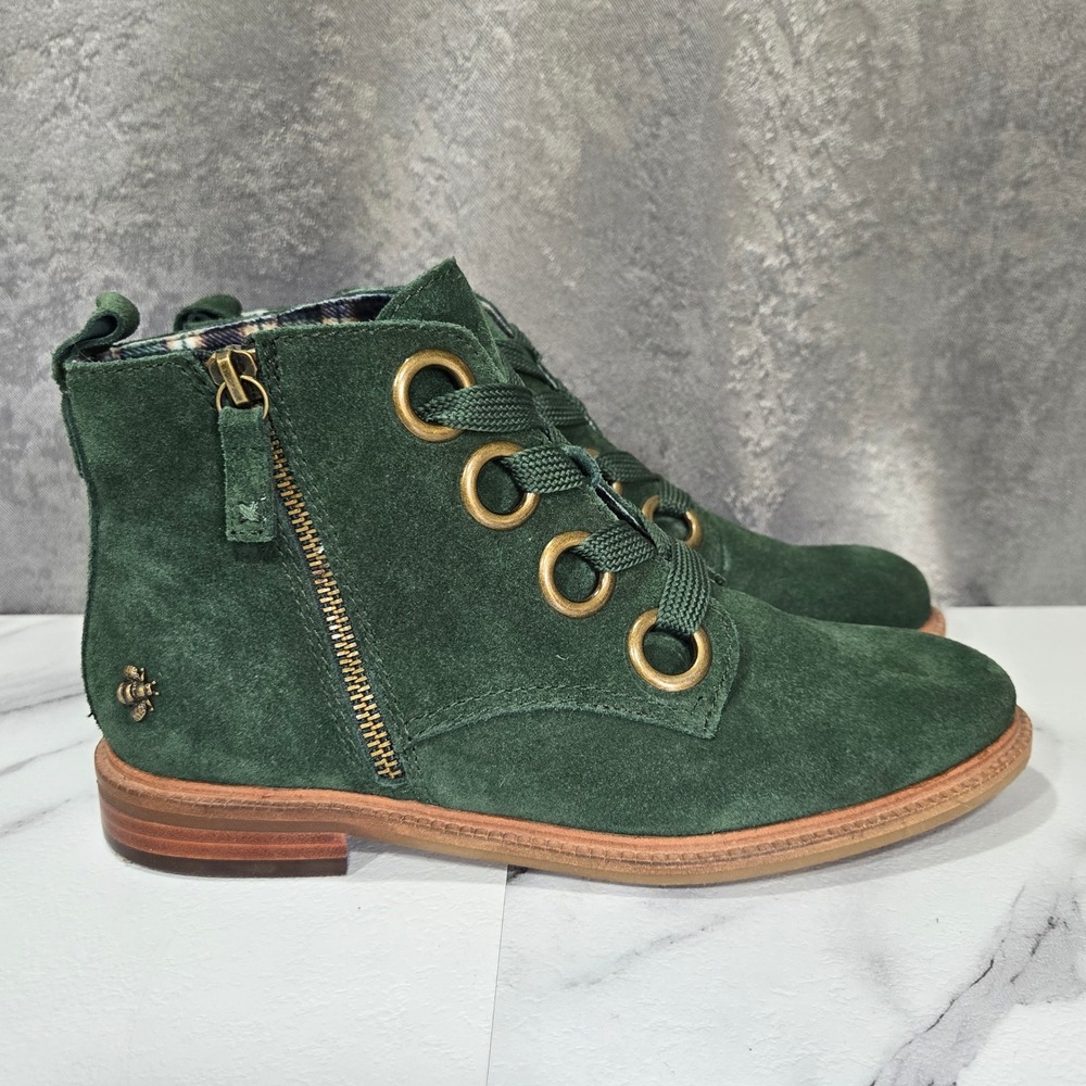 Kelsi Dagger Brooklyn Ankle Boots Womens Size 7 Green Suede Lace Up Casual Indie